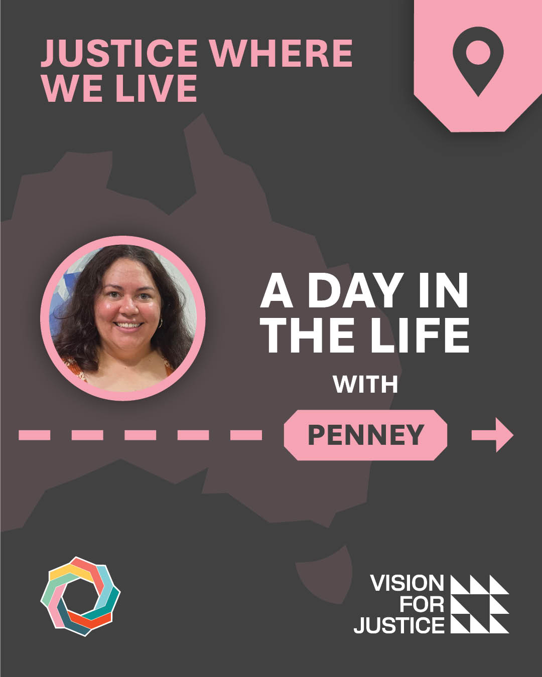 Tile introducing Penney with a photograph and text "A day in the life with Penney"