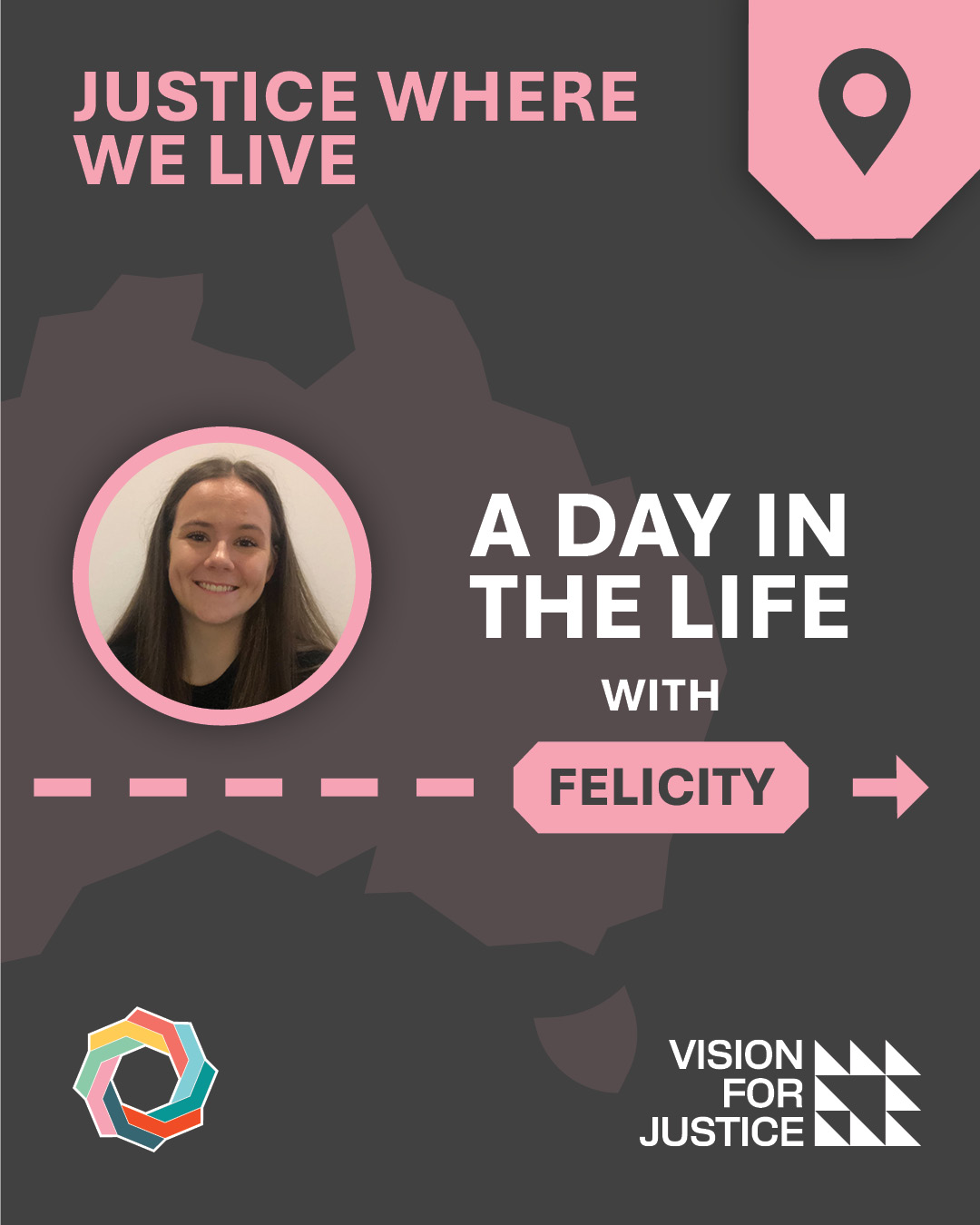 Tile introducing Felicity with a photo of her face and "A day in the life with Felicity"