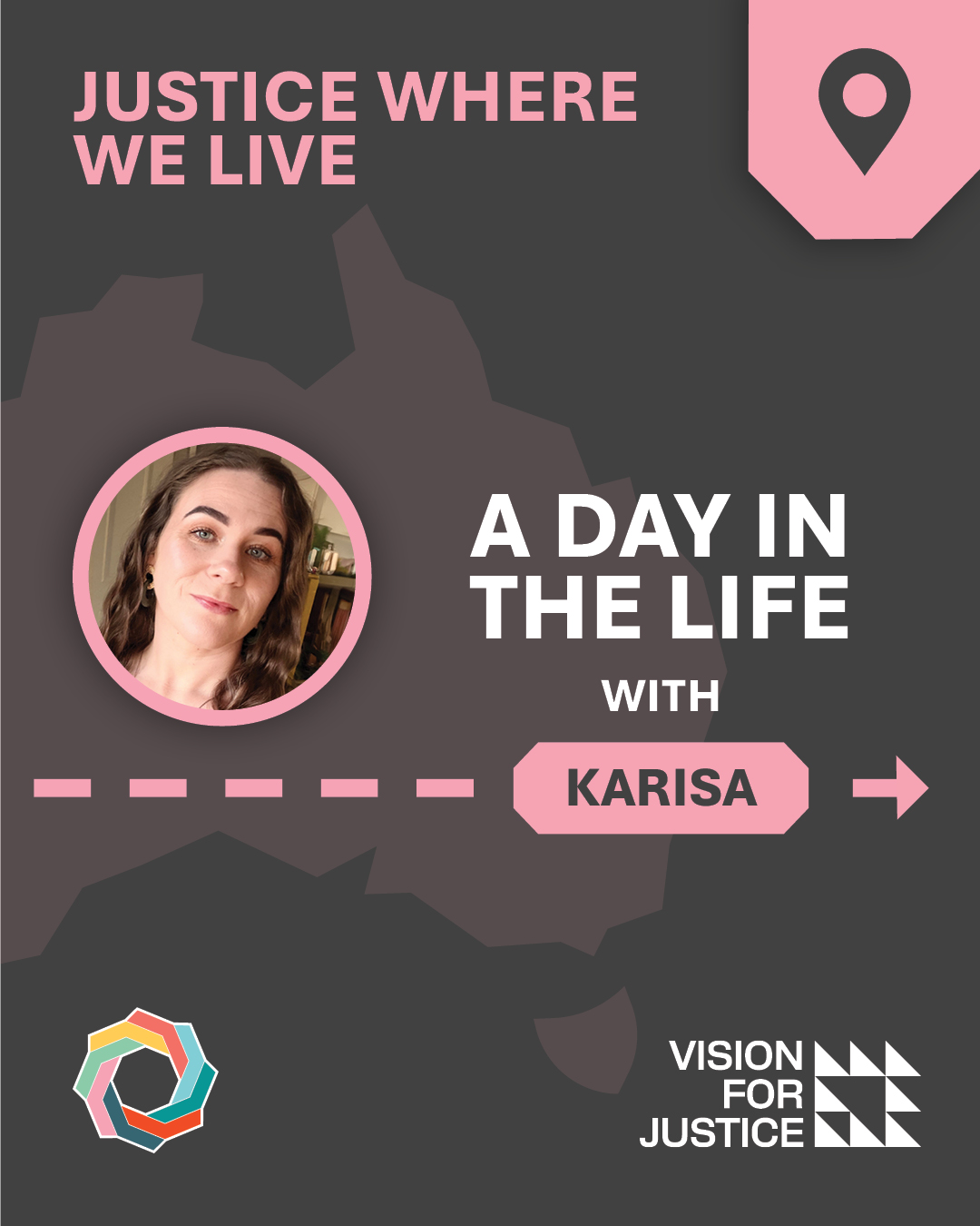Tile introducing Karisa with a photo and text "A day in the life with Karisa"